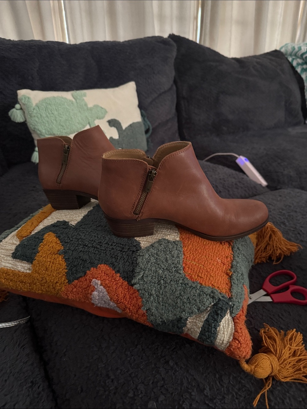 Lucky Brand Brown Ankle Booties with Side Zip
